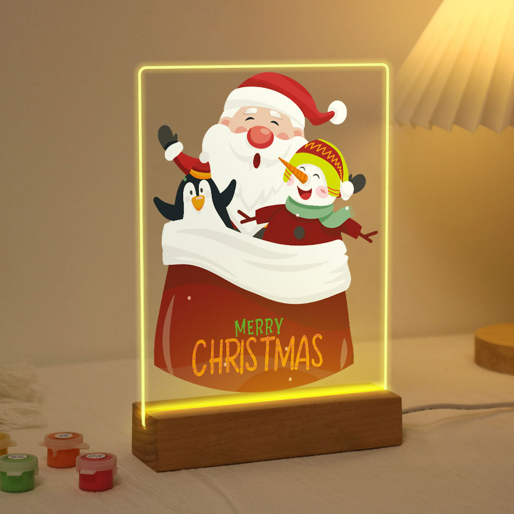 LED Light Display Base Wooden Paint by numbers 6"x8"- Santa Claus 02