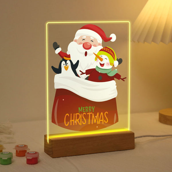 LED Light Display Base Wooden Paint by numbers 6"x8"- Santa Claus 02