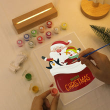 Load image into Gallery viewer, LED Light Display Base Wooden Paint by numbers 6"x8"- Santa Claus 02