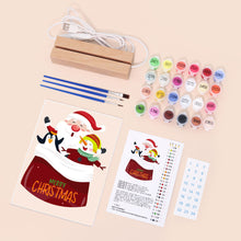 Load image into Gallery viewer, LED Light Display Base Wooden Paint by numbers 6"x8"- Santa Claus 02