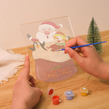 Load image into Gallery viewer, LED Light Display Base Wooden Paint by numbers 6"x8"- Santa Claus 02