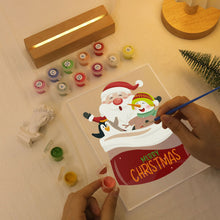 Load image into Gallery viewer, LED Light Display Base Wooden Paint by numbers 6"x8"- Santa Claus 02
