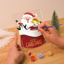 Load image into Gallery viewer, LED Light Display Base Wooden Paint by numbers 6"x8"- Santa Claus 02