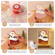 Load image into Gallery viewer, LED Light Display Base Wooden Paint by numbers 6"x8"- Santa Claus 02