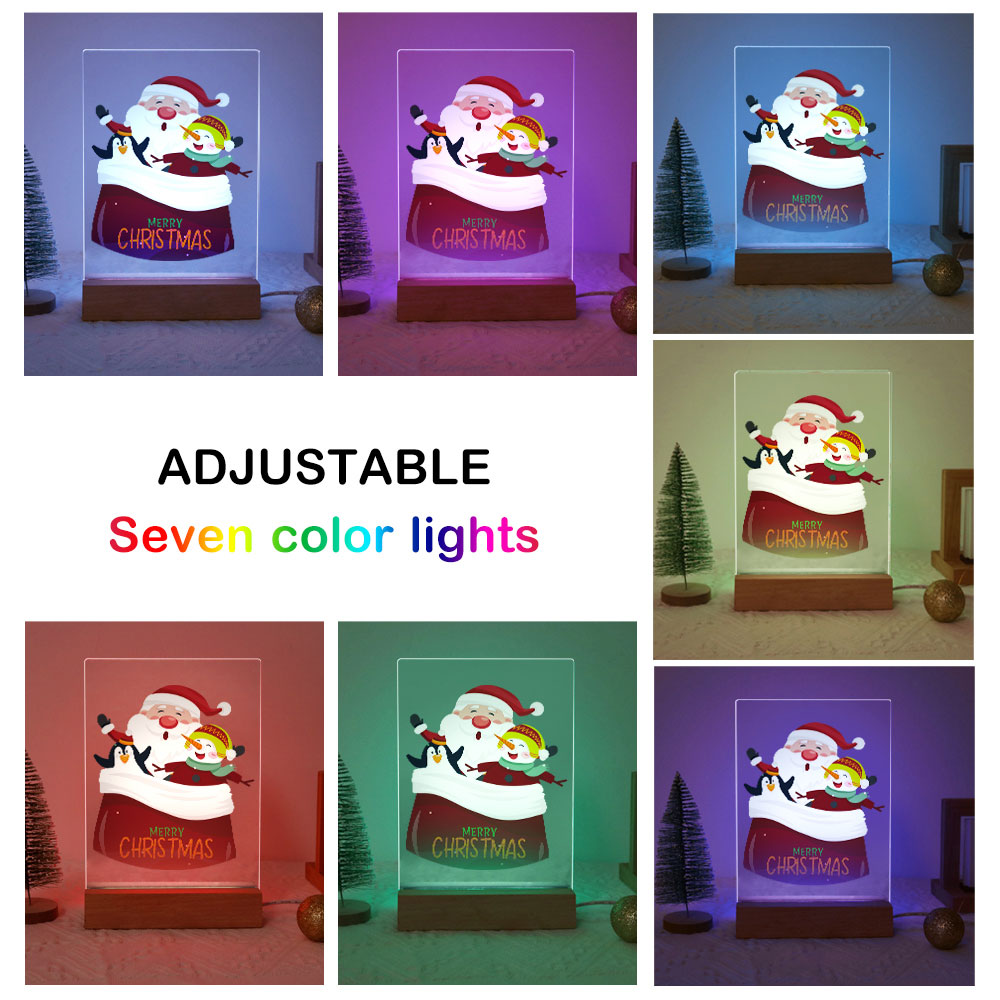 LED Light Display Base Wooden Paint by numbers 6"x8"- Santa Claus 02