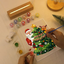Load image into Gallery viewer, LED Light Display Base Wooden Paint by numbers 6"x8"- Santa Claus 03