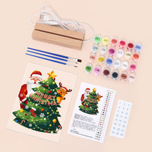 Load image into Gallery viewer, LED Light Display Base Wooden Paint by numbers 6"x8"- Santa Claus 03