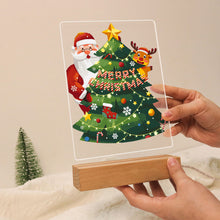Load image into Gallery viewer, LED Light Display Base Wooden Paint by numbers 6"x8"- Santa Claus 03