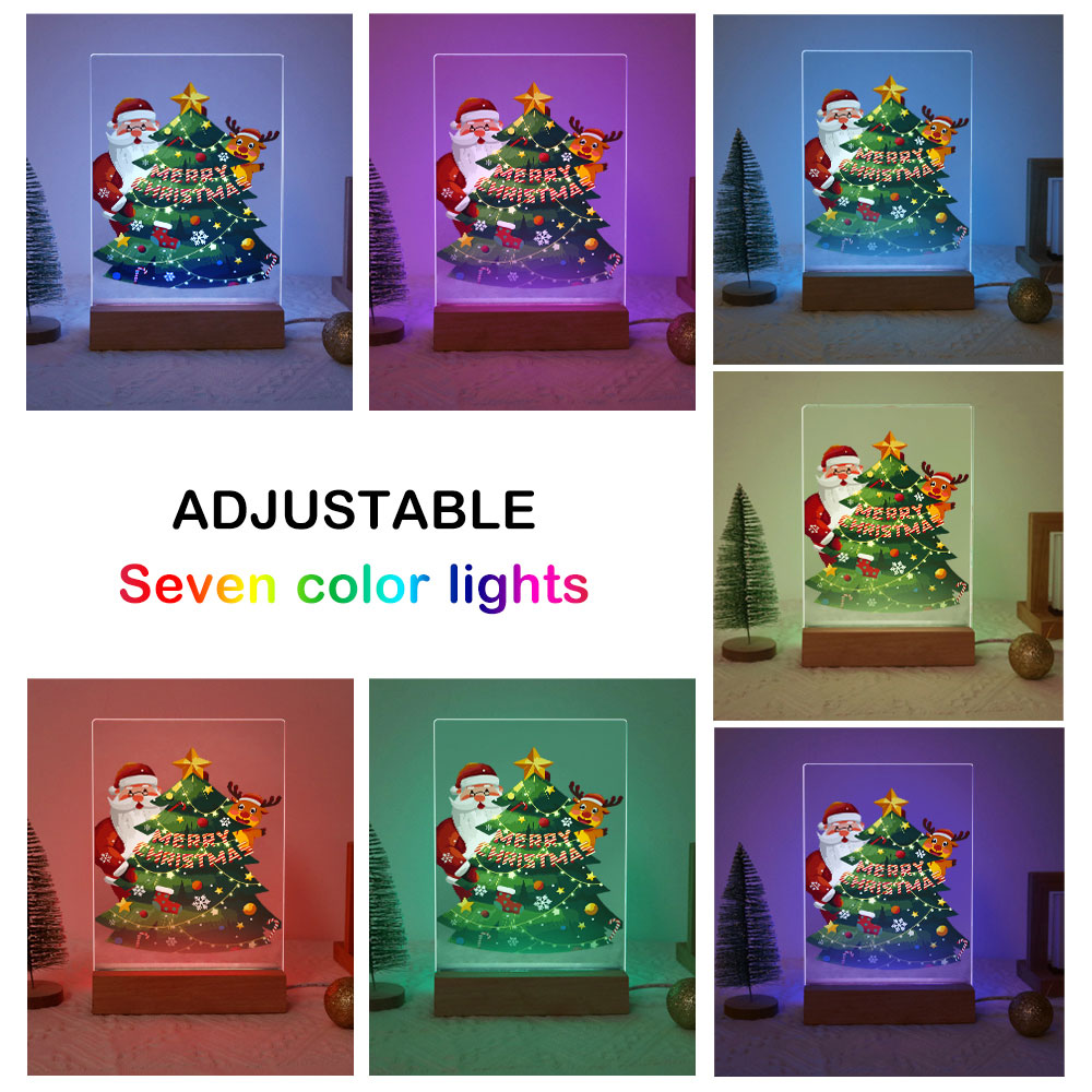 LED Light Display Base Wooden Paint by numbers 6"x8"- Santa Claus 03
