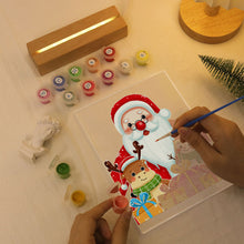 Load image into Gallery viewer, LED Light Display Base Wooden Paint by numbers 6"x8"- Santa Claus 04