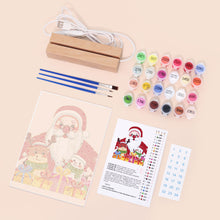 Load image into Gallery viewer, LED Light Display Base Wooden Paint by numbers 6"x8"- Santa Claus 04