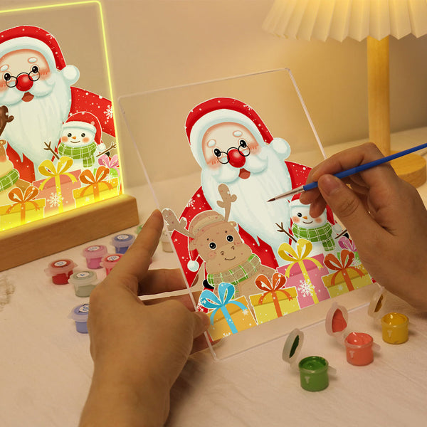 LED Light Display Base Wooden Paint by numbers 6"x8"- Santa Claus 04