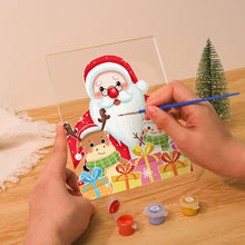 Load image into Gallery viewer, LED Light Display Base Wooden Paint by numbers 6"x8"- Santa Claus 04