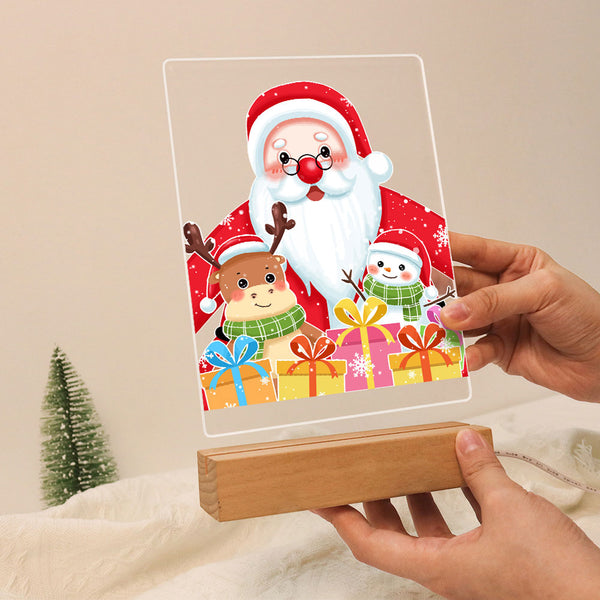 LED Light Display Base Wooden Paint by numbers 6"x8"- Santa Claus 04