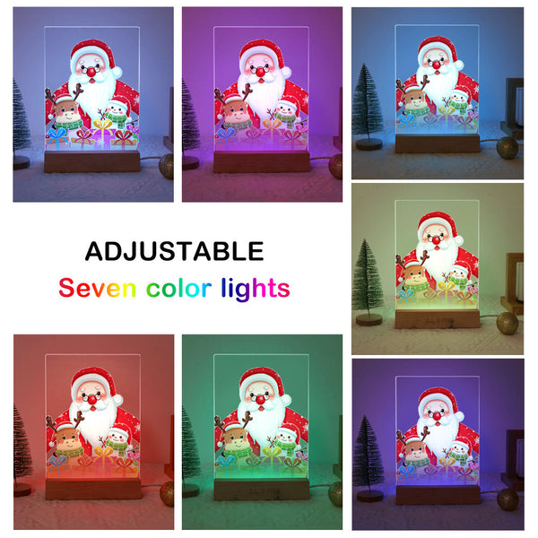 LED Light Display Base Wooden Paint by numbers 6"x8"- Santa Claus 04