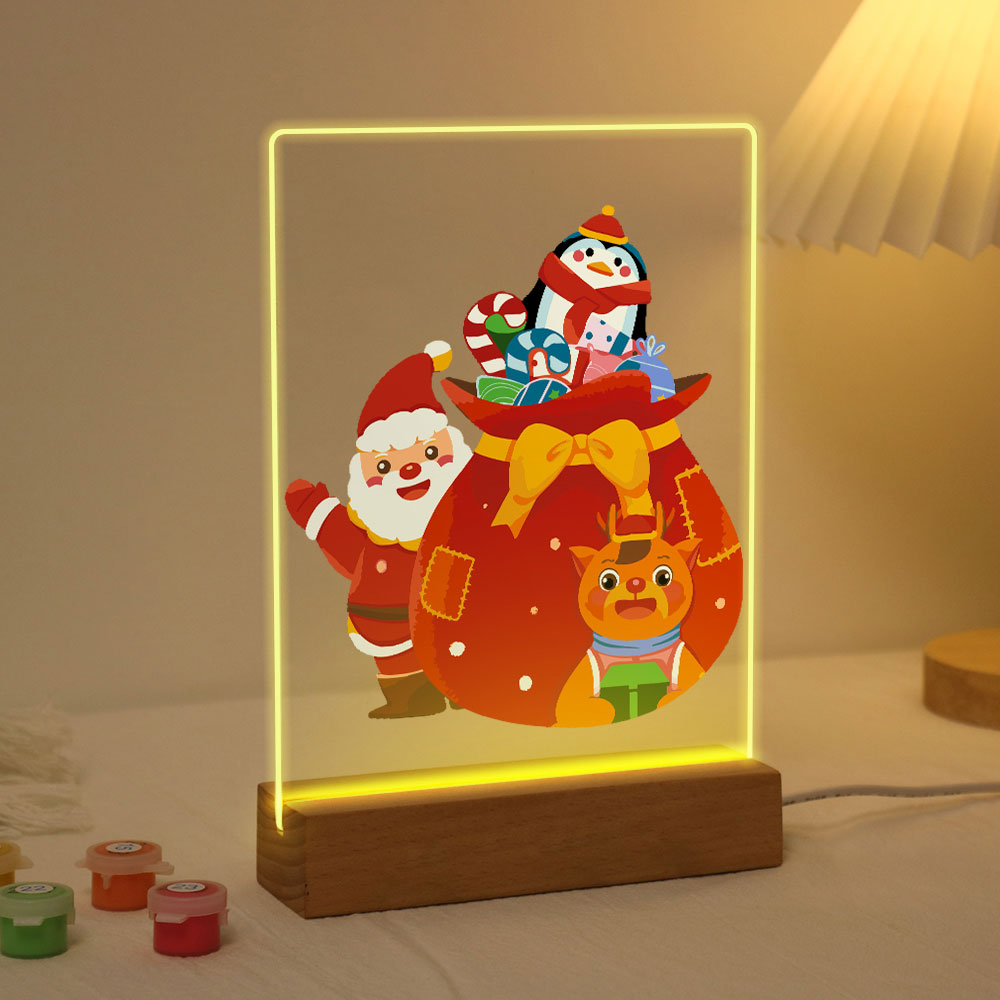 LED Light Display Base Wooden Paint by numbers 6"x8"- Santa Claus 05