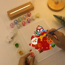 Load image into Gallery viewer, LED Light Display Base Wooden Paint by numbers 6"x8"- Santa Claus 05