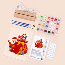 Load image into Gallery viewer, LED Light Display Base Wooden Paint by numbers 6"x8"- Santa Claus 05