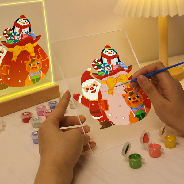 LED Light Display Base Wooden Paint by numbers 6"x8"- Santa Claus 05