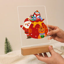 Load image into Gallery viewer, LED Light Display Base Wooden Paint by numbers 6"x8"- Santa Claus 05