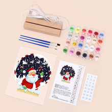 Load image into Gallery viewer, LED Light Display Base Wooden Paint by numbers 6"x8"- Santa Claus 06