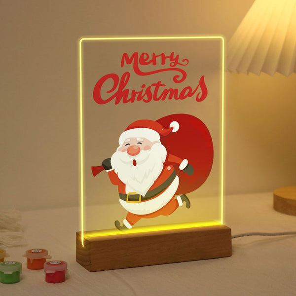 LED Light Display Base Wooden Paint by numbers 6"x8"- Santa Claus 07