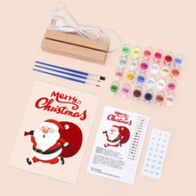 Load image into Gallery viewer, LED Light Display Base Wooden Paint by numbers 6"x8"- Santa Claus 07
