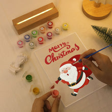 Load image into Gallery viewer, LED Light Display Base Wooden Paint by numbers 6"x8"- Santa Claus 07
