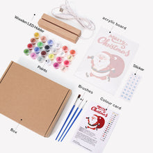 Load image into Gallery viewer, LED Light Display Base Wooden Paint by numbers 6"x8"- Santa Claus 07