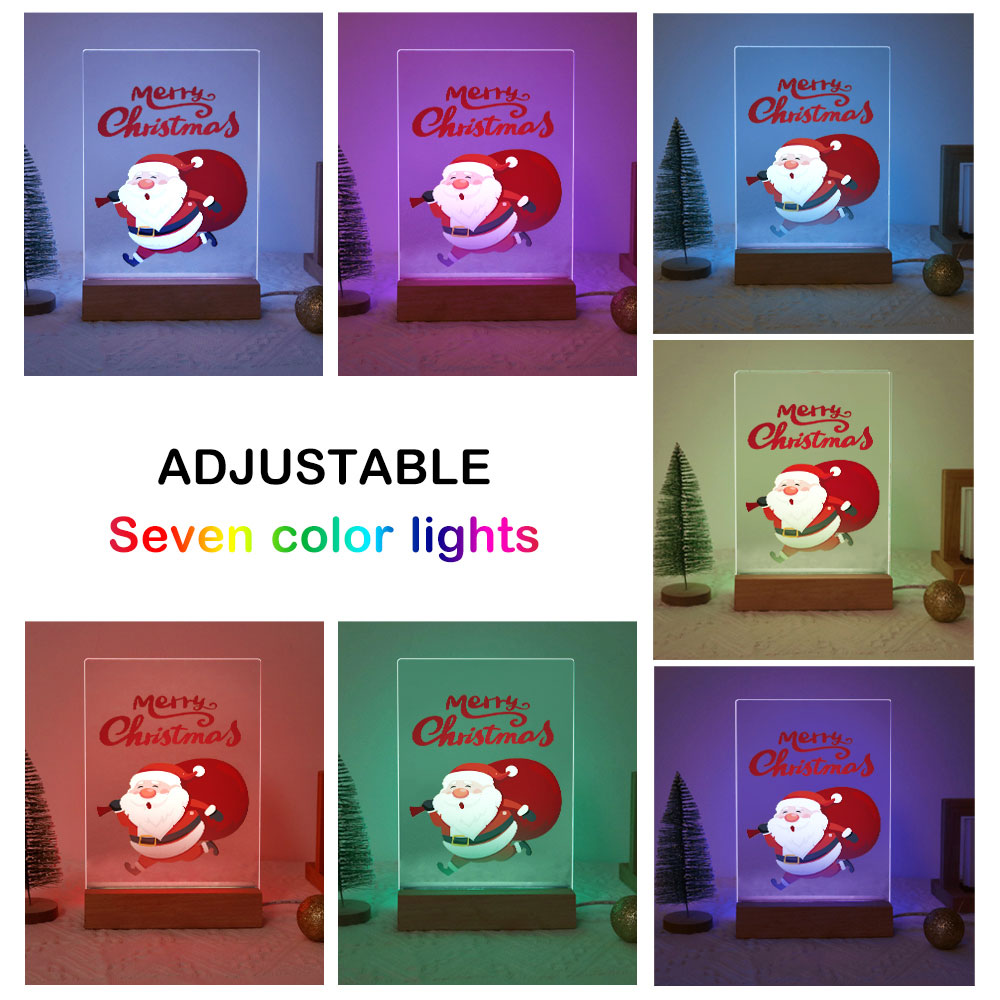 LED Light Display Base Wooden Paint by numbers 6"x8"- Santa Claus 07