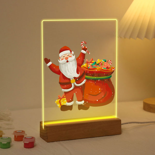 LED Light Display Base Wooden Paint by numbers 6"x8"- Santa Claus 08
