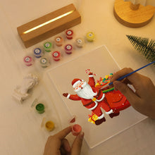 Load image into Gallery viewer, LED Light Display Base Wooden Paint by numbers 6"x8"- Santa Claus 08