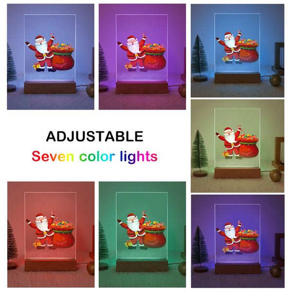 LED Light Display Base Wooden Paint by numbers 6"x8"- Santa Claus 08