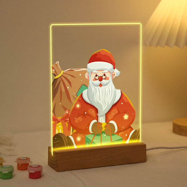 LED Light Display Base Wooden Paint by numbers 6"x8"- Santa Claus 09