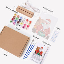 Load image into Gallery viewer, LED Light Display Base Wooden Paint by numbers 6"x8"- Santa Claus 09