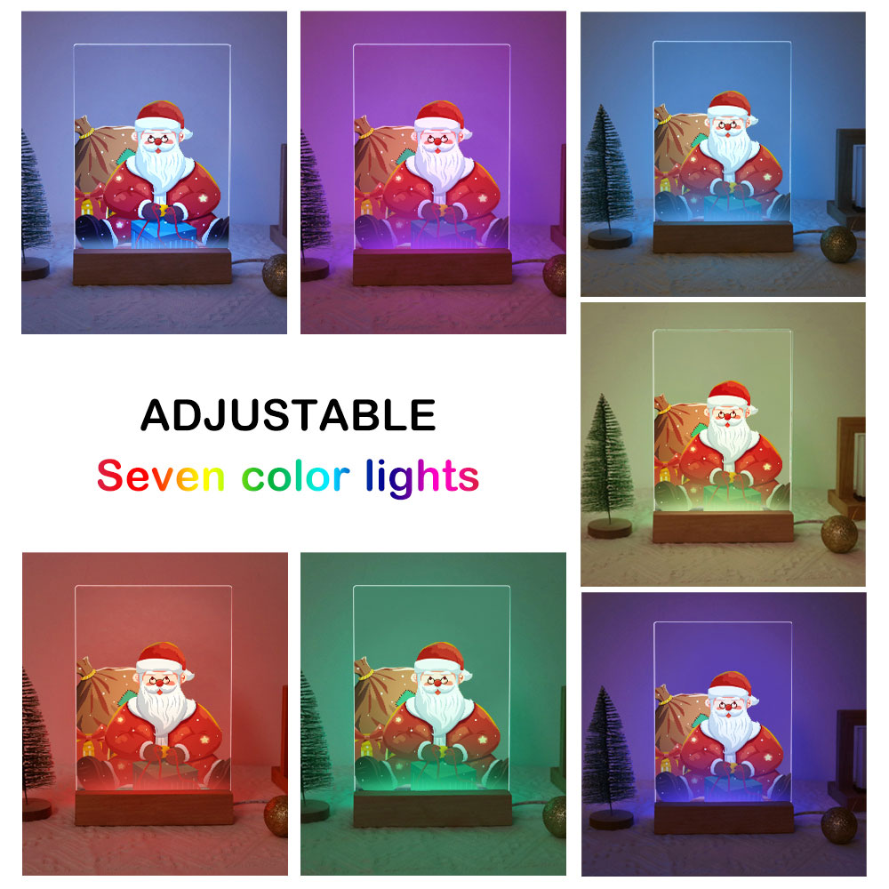 LED Light Display Base Wooden Paint by numbers 6"x8"- Santa Claus 09