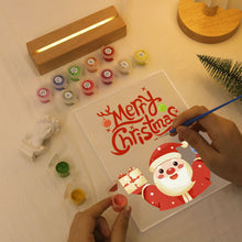 Load image into Gallery viewer, LED Light Display Base Wooden Paint by numbers 6"x8"- Santa Claus 10