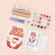 Load image into Gallery viewer, LED Light Display Base Wooden Paint by numbers 6"x8"- Santa Claus 10