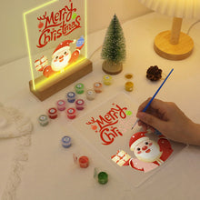 Load image into Gallery viewer, LED Light Display Base Wooden Paint by numbers 6"x8"- Santa Claus 10
