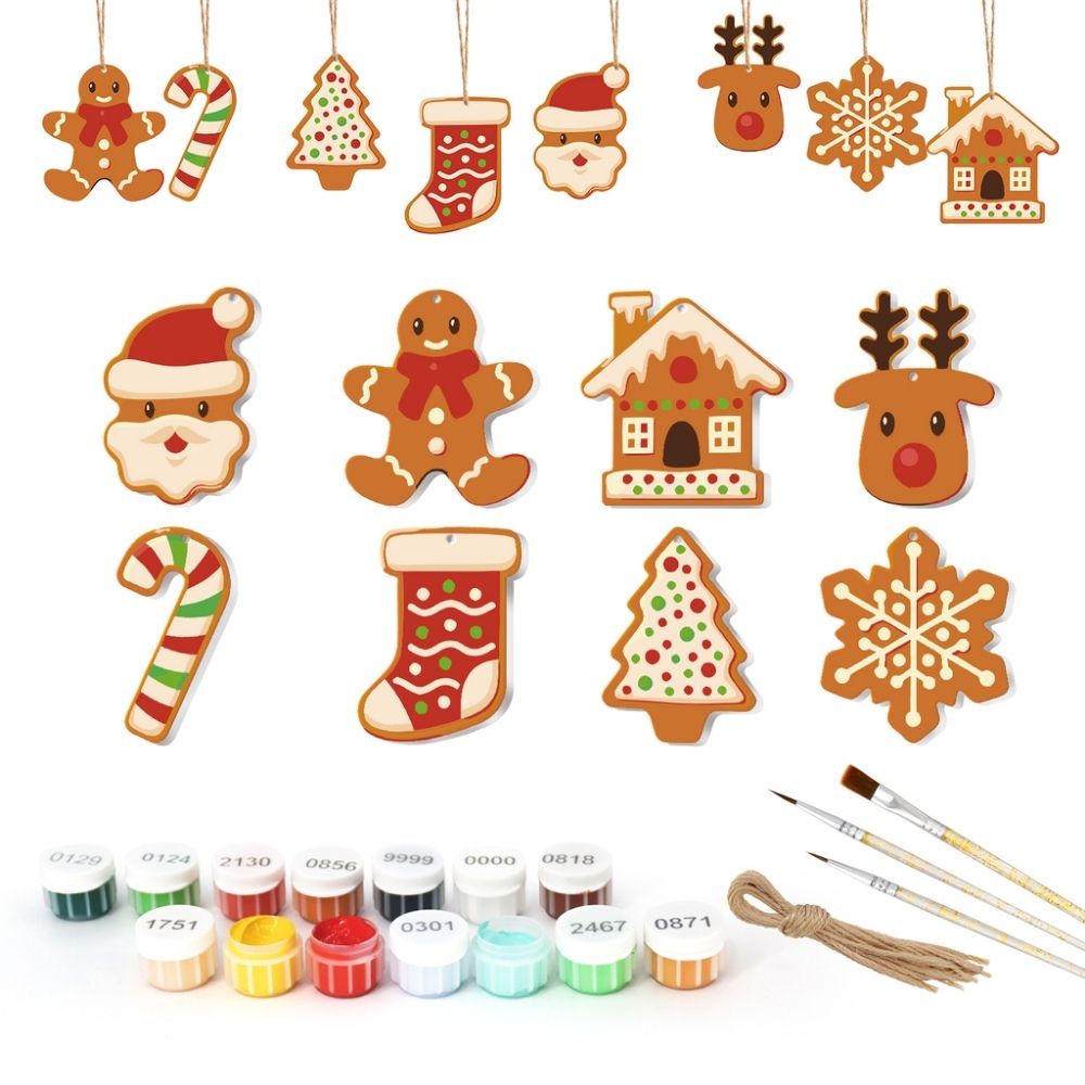Paint by Numbers Christmas Ornaments - Gingerbread Holiday Kit