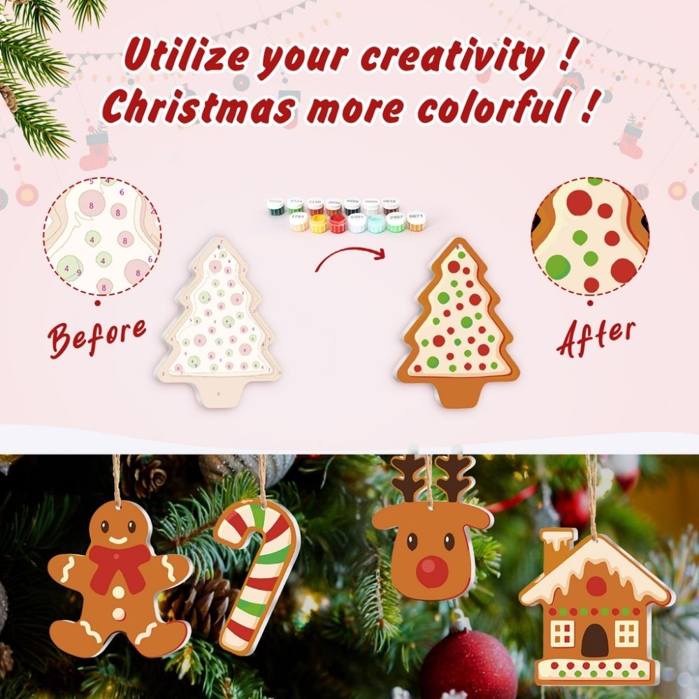 Paint by Numbers Christmas Ornaments - Gingerbread Holiday Kit