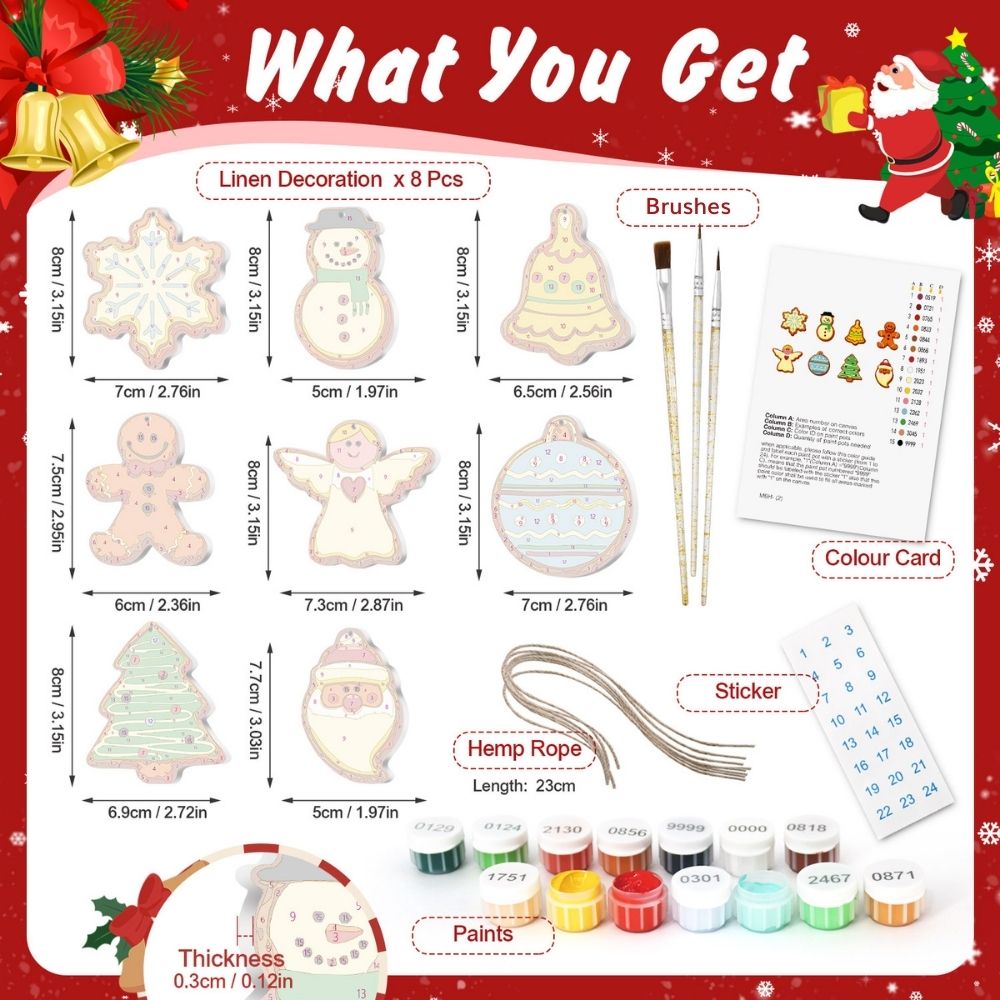 Paint by Numbers Christmas Ornaments - Snowman Angel Tree Kit
