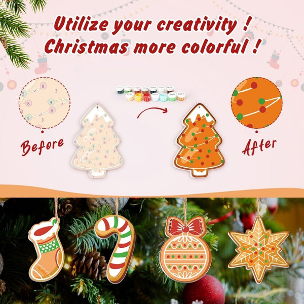 Paint by Numbers Christmas Ornaments - Candy Cane Gingerbread Kit