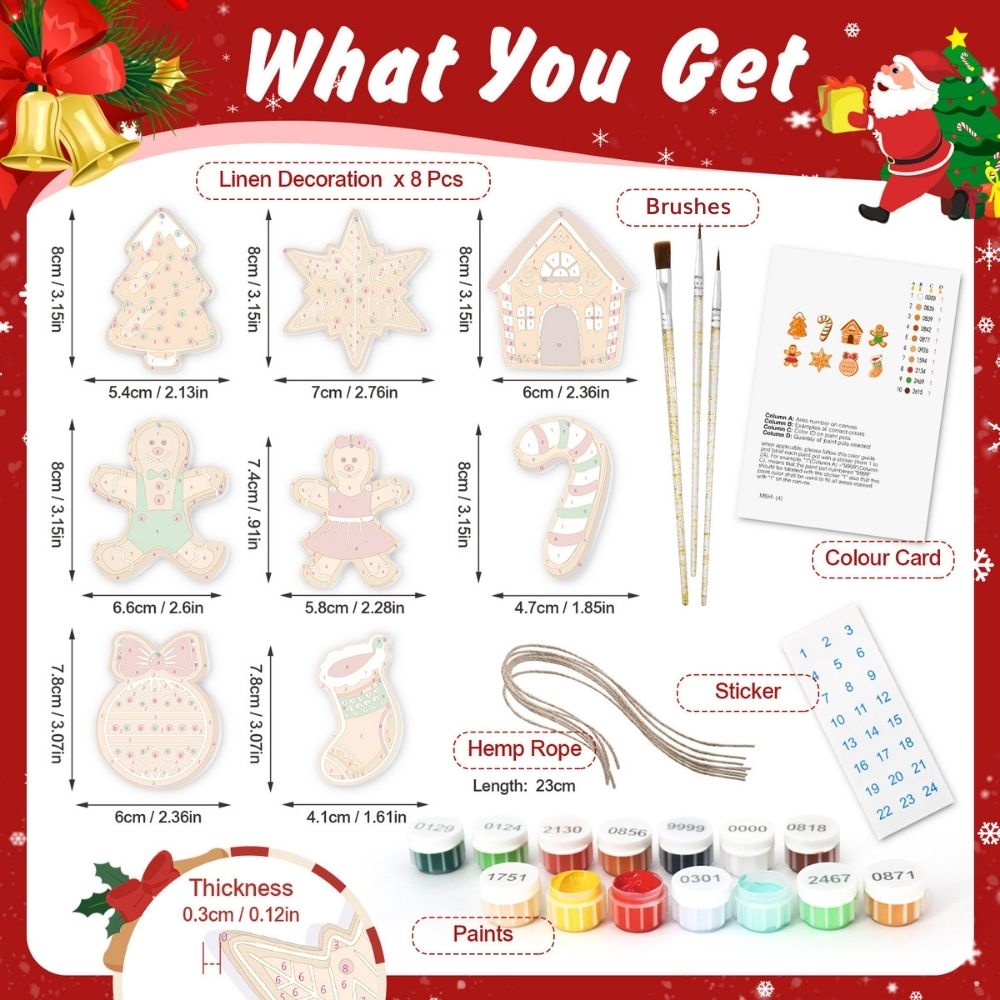 Paint by Numbers Christmas Ornaments - Candy Cane Gingerbread Kit