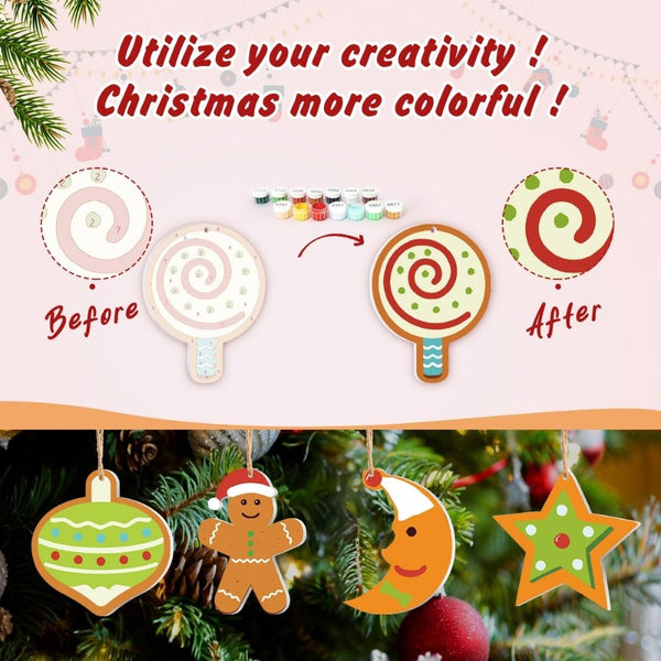 Paint by Numbers Christmas Ornaments - Moon Star Heart Kit