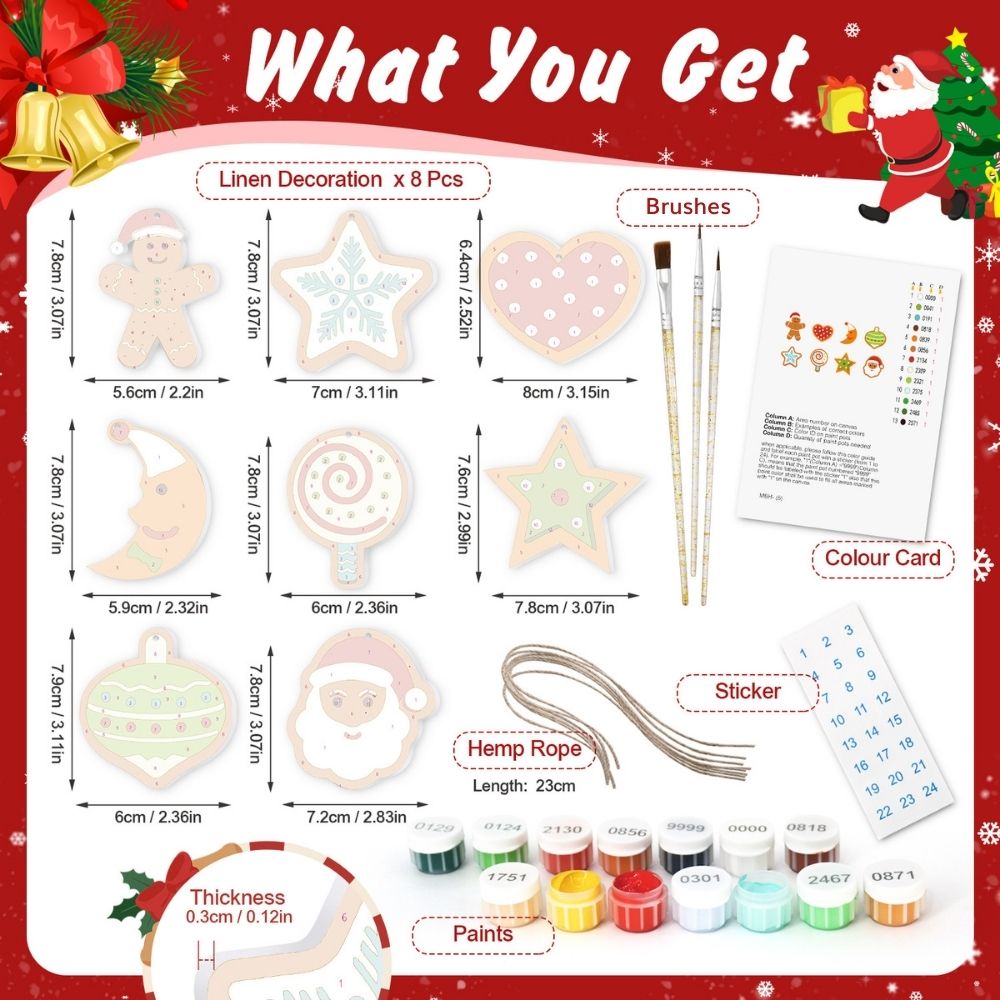 Paint by Numbers Christmas Ornaments - Moon Star Heart Kit