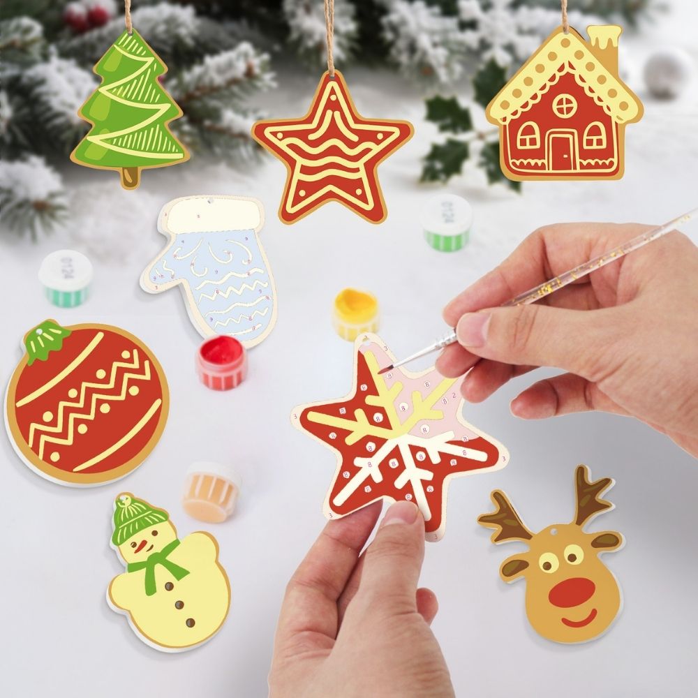 Paint by Numbers Christmas Ornaments - Star House Reindeer Tree Kit