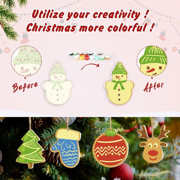 Paint by Numbers Christmas Ornaments - Star House Reindeer Tree Kit