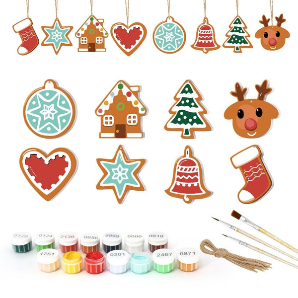 Paint by Numbers Christmas Ornaments - Heart Star Stocking Reindeer Kit
