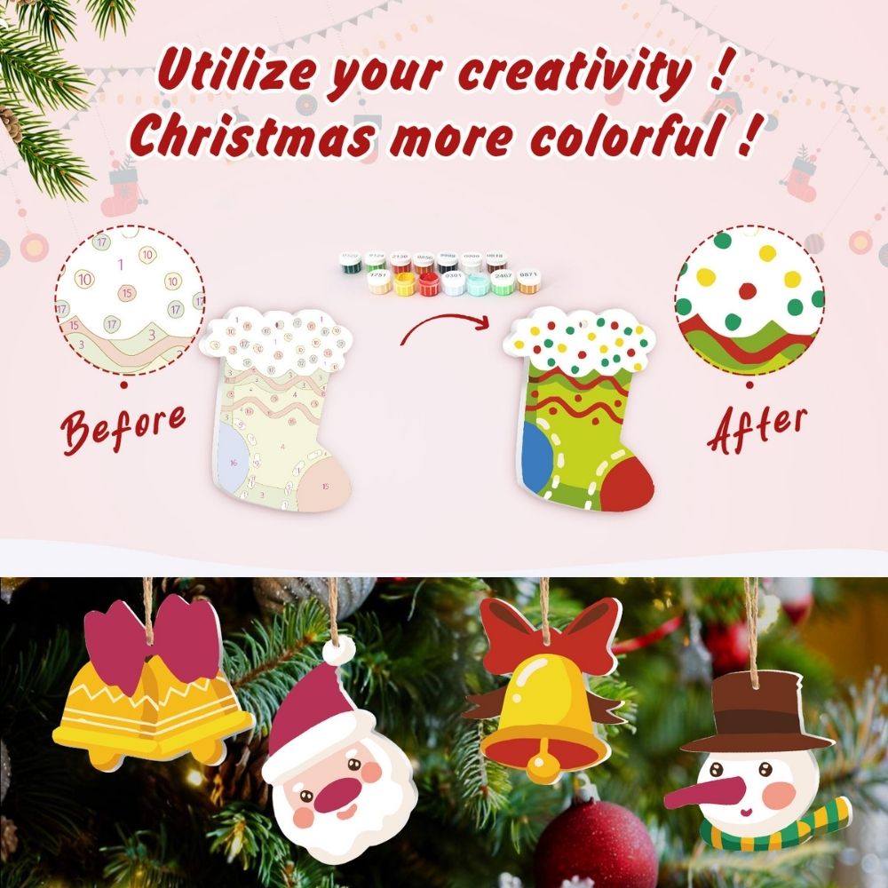 Paint by Numbers Christmas Ornaments - Bells Wreath Kit